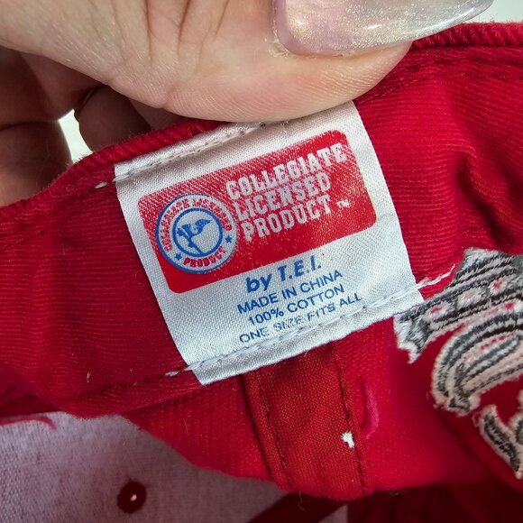 Ohio State Buckeyes Red Embroidered Adjustable Baseball Cap hat - Picture 3 of 8